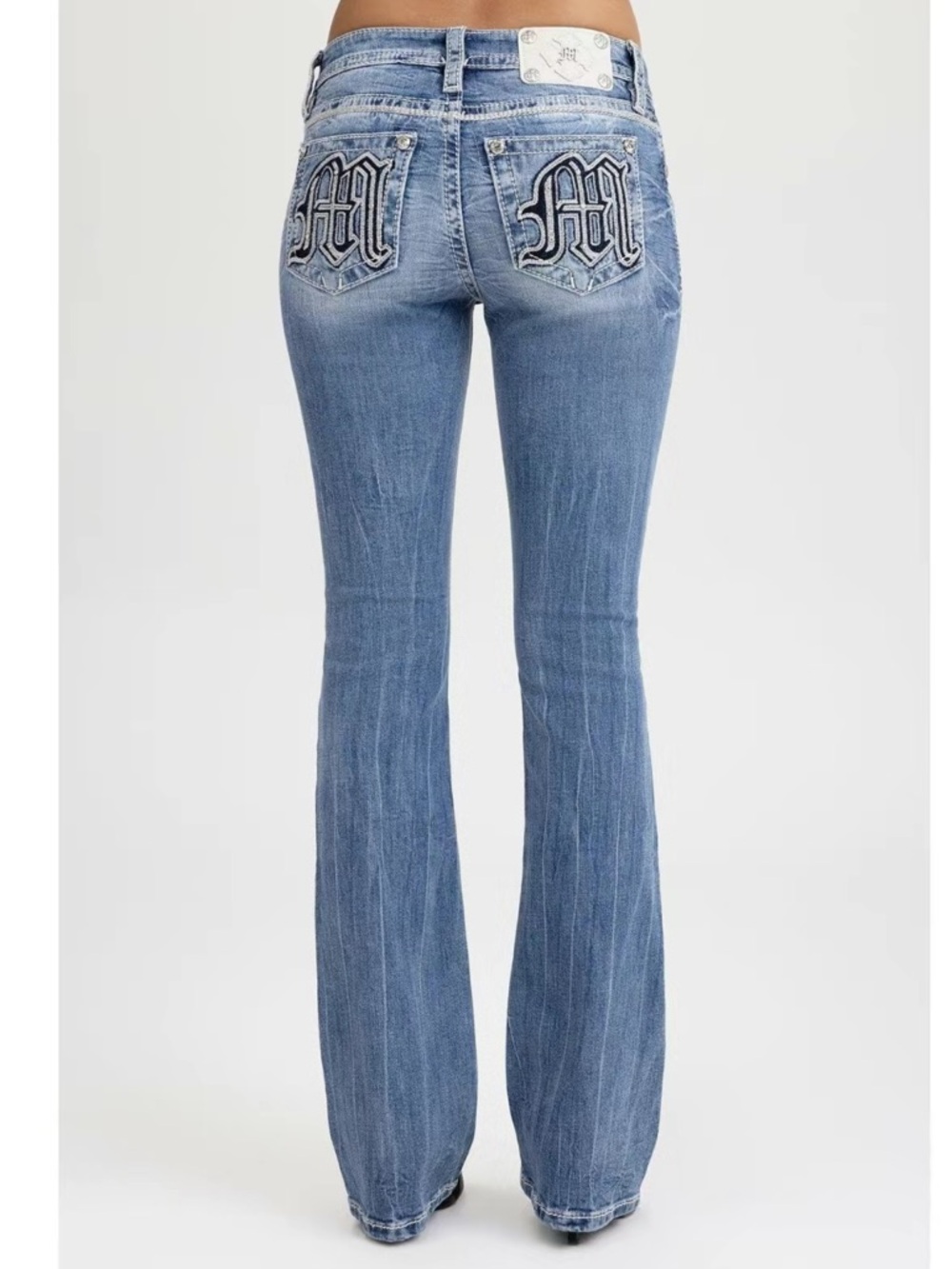 Miss Me Light Blue Embroidered Flare Jeans